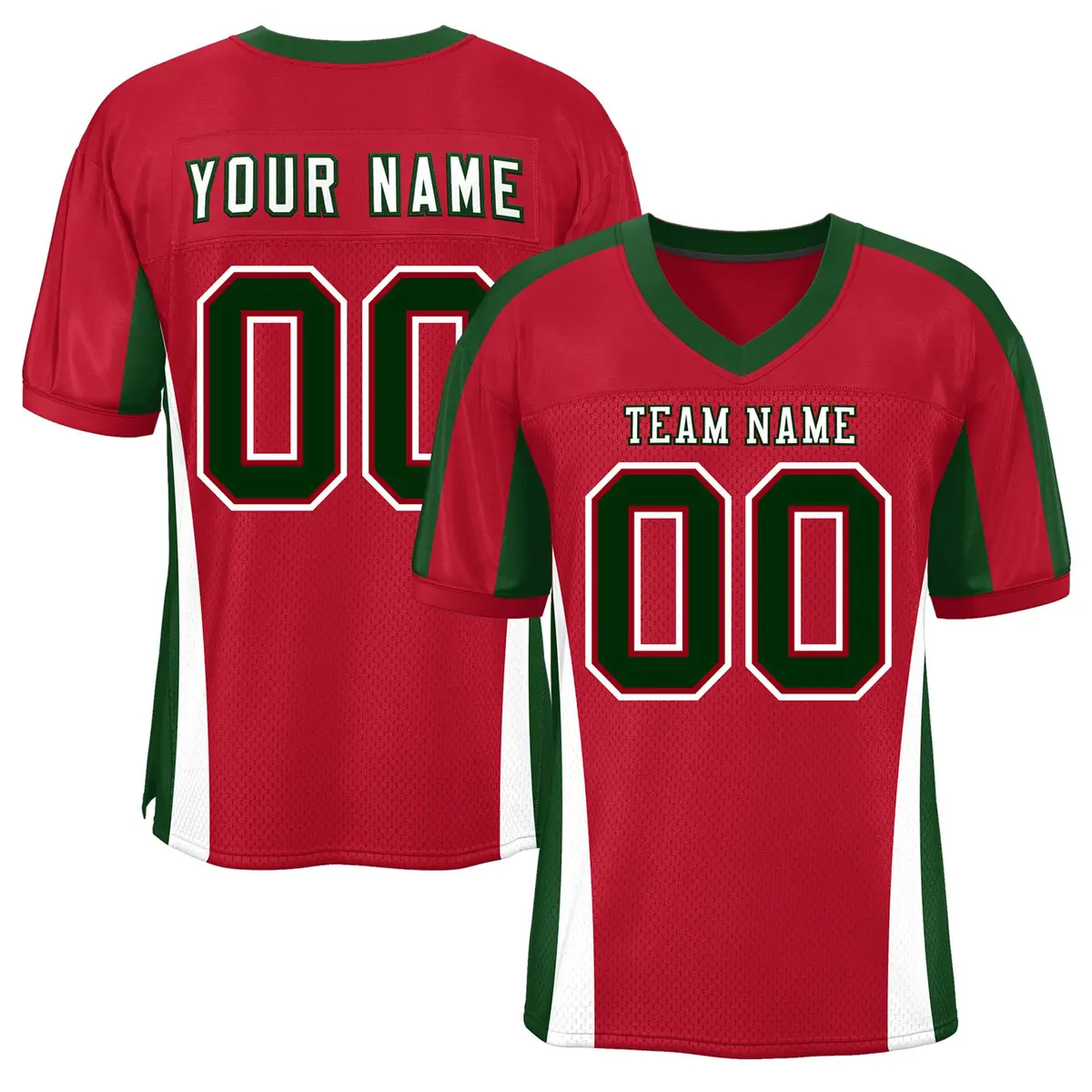 Red Color Block Mesh Authentic Football Jersey