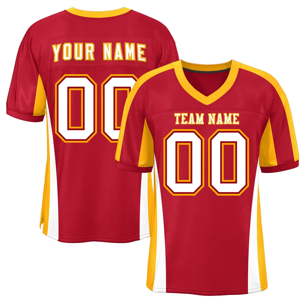 Red Color Block Mesh Authentic Football Jersey