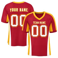 Red Color Block Mesh Authentic Football Jersey