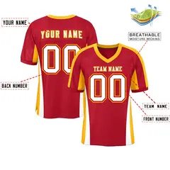 Red Color Block Mesh Authentic Football Jersey 2
