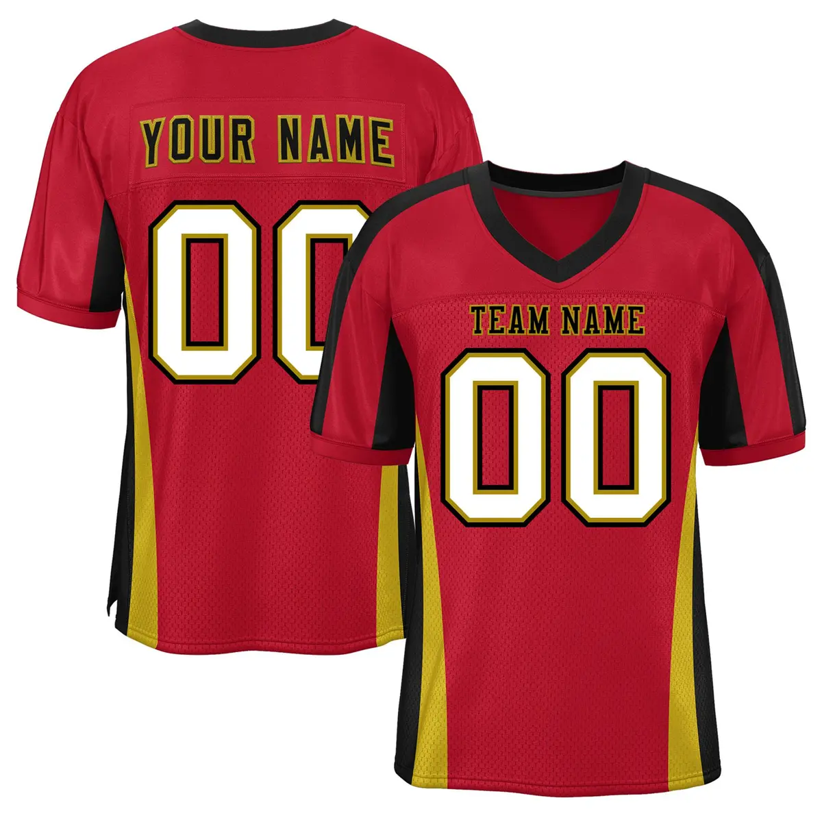 Red Color Block Mesh Authentic Football Jersey