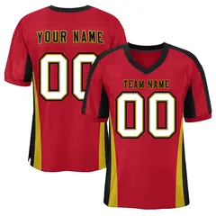 Red Color Block Mesh Authentic Football Jersey 1