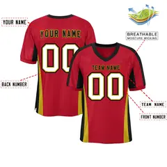 Red Color Block Mesh Authentic Football Jersey 2