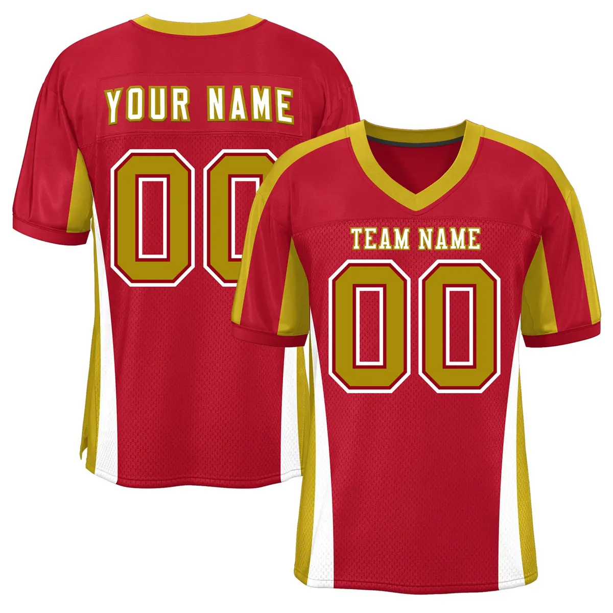 Red Color Block Mesh Authentic Football Jersey