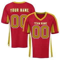 Red Color Block Mesh Authentic Football Jersey 1