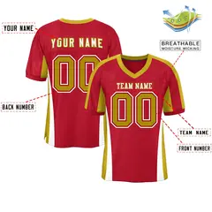 Red Color Block Mesh Authentic Football Jersey 2