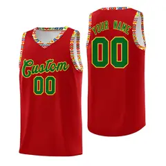 Red Colorfulflower Mexican Colors Graffiti Basketball Jersey 1