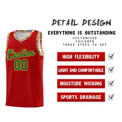 Red Colorfulflower Mexican Colors Graffiti Basketball Jersey 2