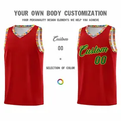 Red Colorfulflower Mexican Colors Graffiti Basketball Jersey 4