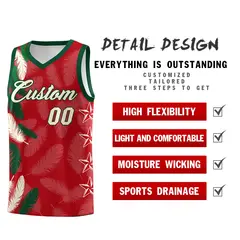 Red Cream Feather Graffiti Pattern Basketball Jersey 2