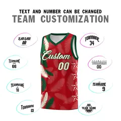 Red Cream Feather Graffiti Pattern Basketball Jersey 4