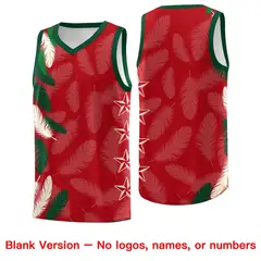 Red Cream Feather Graffiti Pattern Basketball Jersey 6