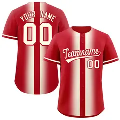 Red Cream Gradient Lapel Fashion Baseball Jersey 1