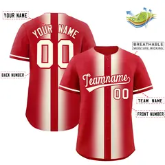 Red Cream Gradient Lapel Fashion Baseball Jersey 2