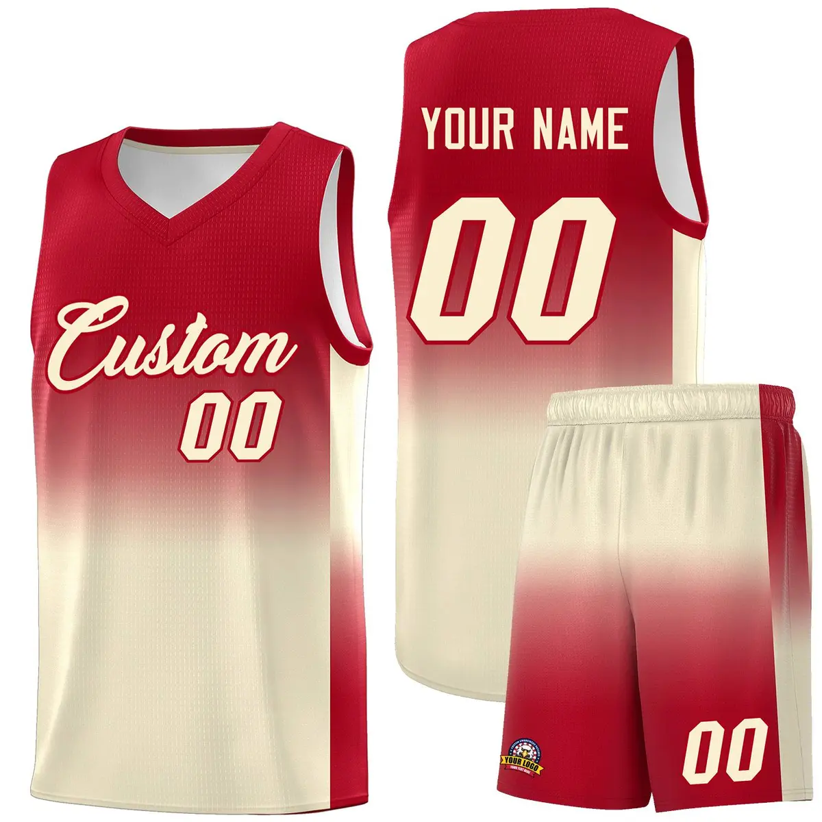 Red Cream Gradient Sports Uniform Basketball Jersey