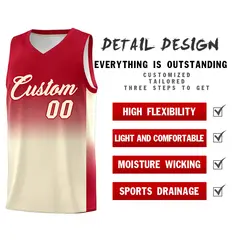 Red Cream Gradient Sports Uniform Basketball Jersey 2