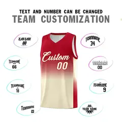Red Cream Gradient Sports Uniform Basketball Jersey 4