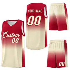 Red Cream Gradient Sports Uniform Basketball Jersey 7