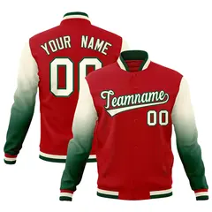 Red Cream Green Gradient Raglan Varsity Letterman Jacket 1