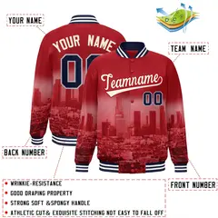 Red Cream Los Angeles Skyline Varsity Full-Snap Track Jacket 2