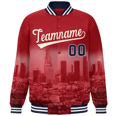 Red Cream Los Angeles Skyline Varsity Full-Snap Track Jacket 3