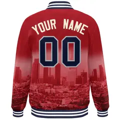 Red Cream Los Angeles Skyline Varsity Full-Snap Track Jacket 4