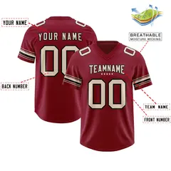Red Cream Retro Sleeve Line Authentic Football Jersey 2
