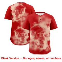 Red Cream Skeleton Graffiti Baseball Jersey 8