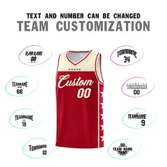 Red Cream Star Pattern Sports Uniform Basketball Jersey 4