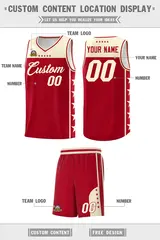 Red Cream Star Pattern Sports Uniform Basketball Jersey 5