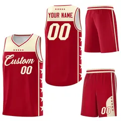 Red Cream Star Pattern Sports Uniform Basketball Jersey 6