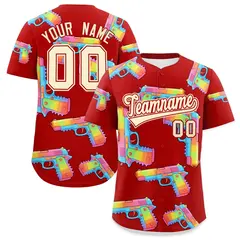 Red Cream Sugar-Coated Firepower Graffiti Baseball Jersey