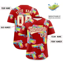 Red Cream Sugar-Coated Firepower Graffiti Baseball Jersey 2
