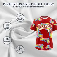 Red Cream Sugar-Coated Firepower Graffiti Baseball Jersey 3
