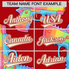 Red Cream Sugar-Coated Firepower Graffiti Baseball Jersey 5
