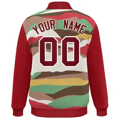 Red Crimson-Cream Clouds Graffiti Varsity Full-Snap Jacket 4