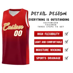 Red Crimson Gradient Basketball Jersey Sports Uniform 2