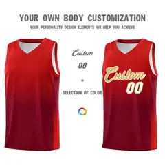 Red Crimson Gradient Basketball Jersey Sports Uniform 3
