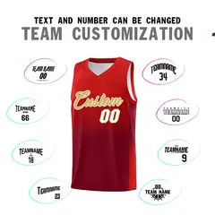 Red Crimson Gradient Basketball Jersey Sports Uniform 4