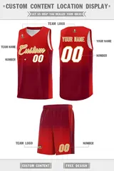 Red Crimson Gradient Basketball Jersey Sports Uniform 5