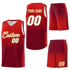 Red Crimson Gradient Basketball Jersey Sports Uniform 7
