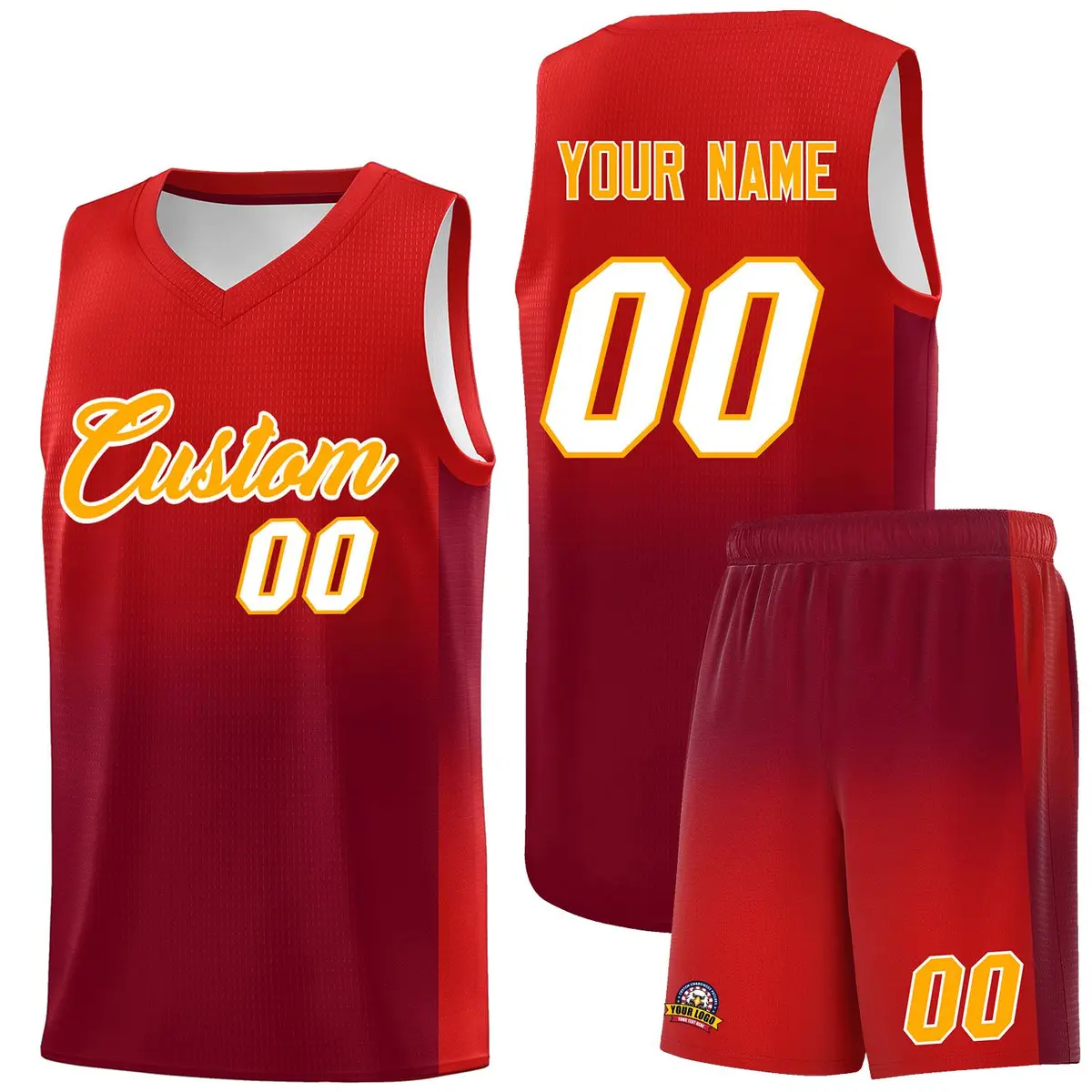 Red Crimson Gradient Basketball Jersey Sports Uniform