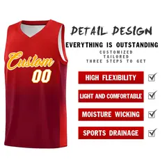 Red Crimson Gradient Basketball Jersey Sports Uniform 2