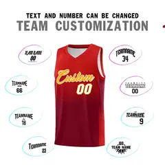 Red Crimson Gradient Basketball Jersey Sports Uniform 4
