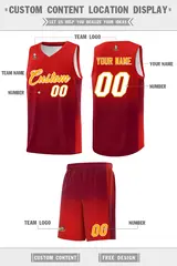 Red Crimson Gradient Basketball Jersey Sports Uniform 5