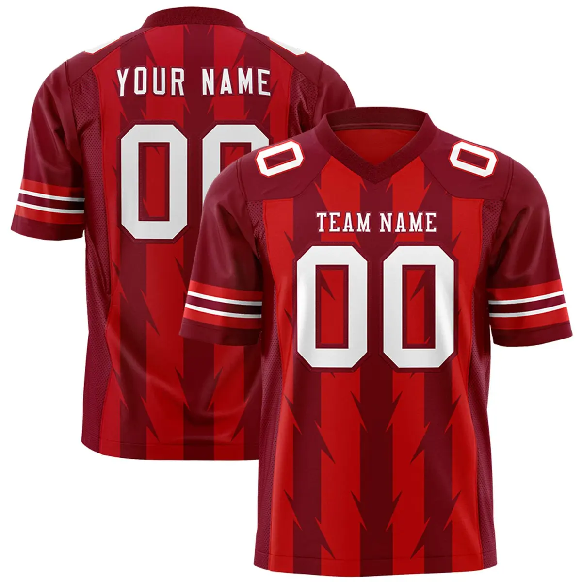Red Crimson Razr Stripe Graffiti Pattern Flag Football Jersey