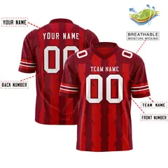 Red Crimson Razr Stripe Graffiti Pattern Flag Football Jersey 2