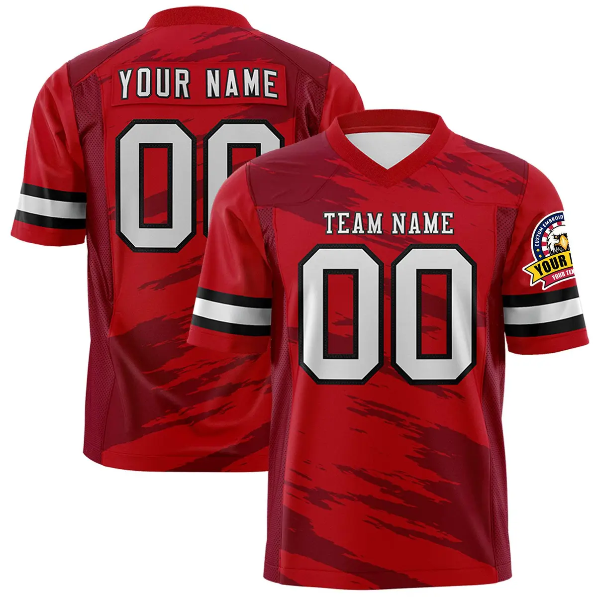 Red Crimson Scratch Pattern Authentic Football Jersey
