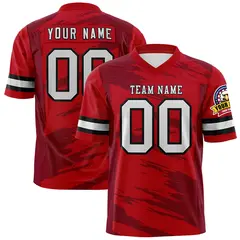 Red Crimson Scratch Pattern Authentic Football Jersey