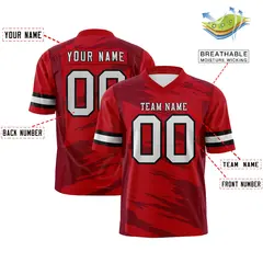 Red Crimson Scratch Pattern Authentic Football Jersey 2
